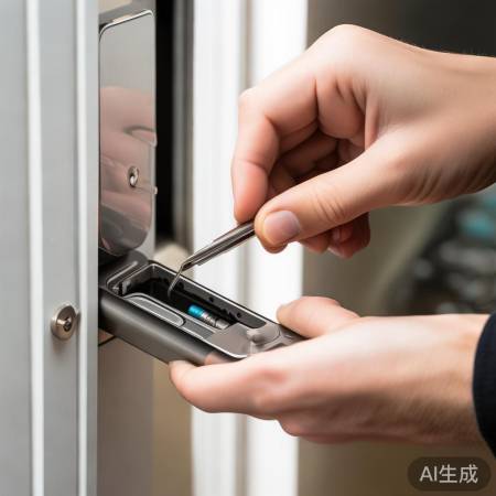 更换指纹锁电池,注意正负极。