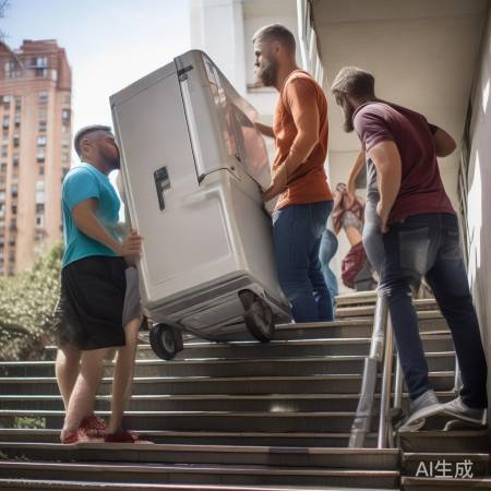 搬运冰箱,平稳小心