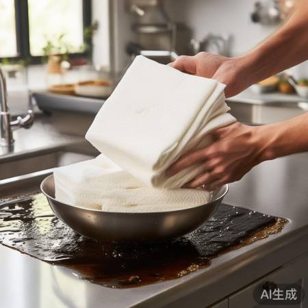 厚纸巾吸油,油烟机网变净