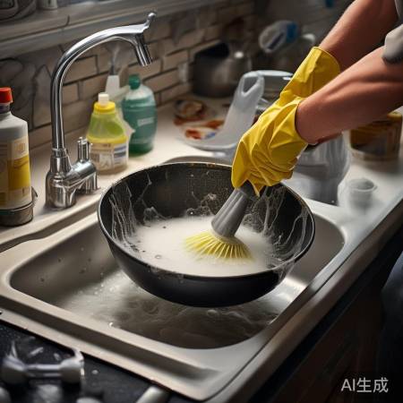 清洁剂刷洗油污,用心刷每个角落