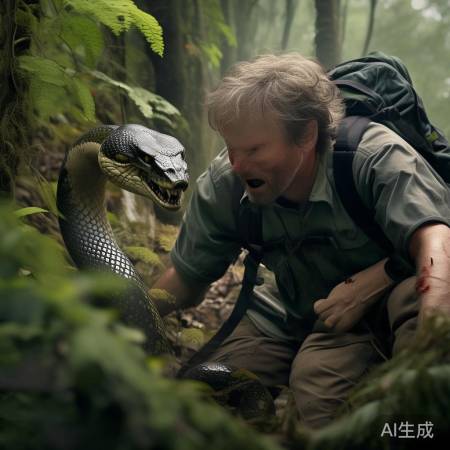 山林遇蛇咬,生死搏斗惊险