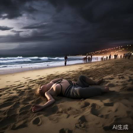 巴西海滩闪电击人