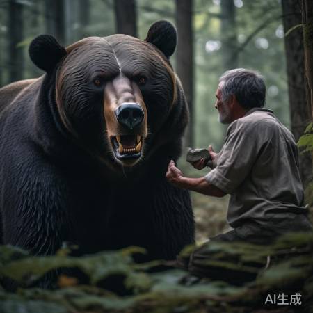 老人石块击退黑熊惊魂记