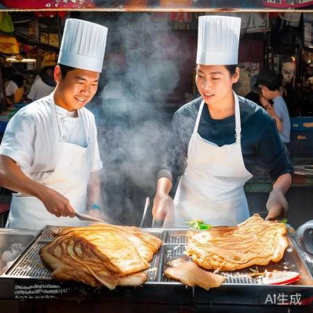 摊饼巅峰对决，美食艺术展现